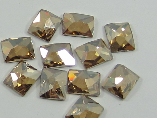 18 Pcs RECTANGLE 8x6mm GOLDEN SHADOW FLATBACK European Rhinestones